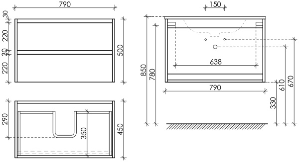 Тумба под раковину Sancos  Libra LB80ECH дуб чарльстон